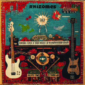 rhizomes EP cover disque pochette design graphisme musique hebreu arabe indie rock band guitare basse synthétiseurs tapis war rug paix batterie