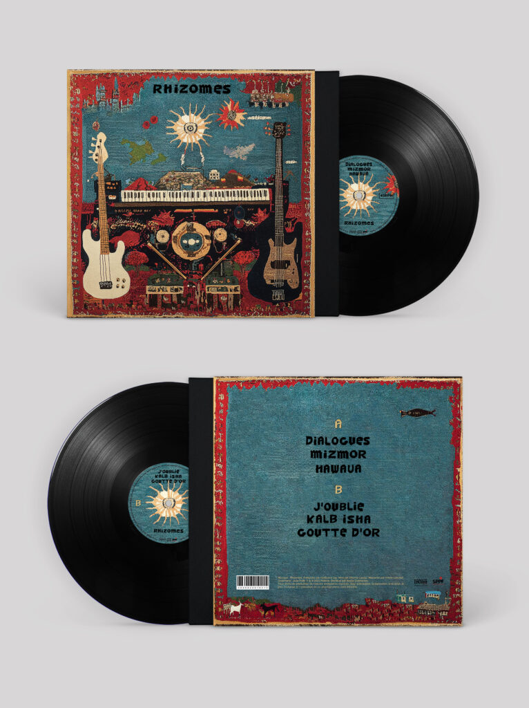 Rhizomes EP maxi 45T vinyle 6 titres tapis pochette recto musique groupe rock indie recro verso A B